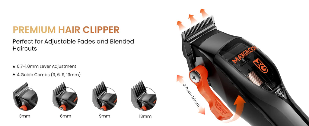 MAXGROOM Professional Hair Clippers for Men Premium Home Haircut Kit Cordless Hair Cutting Clippers and Trimmers Set